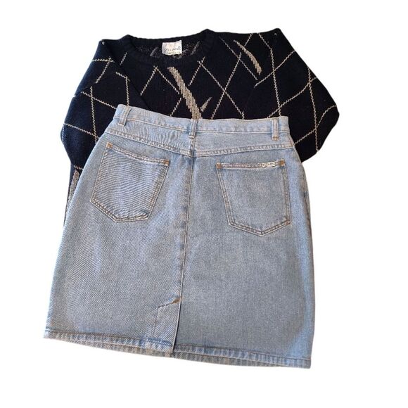 Bill Blass VTG Boho Chic Knee Length Light Denim Jean Skirt SZ 14 *Fits Like Med - Picture 4 of 10